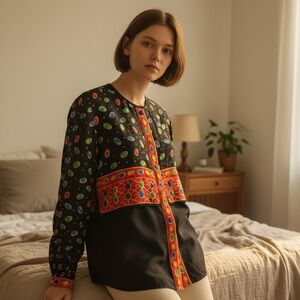 Adrianna Papell Women’s Silk Y2K Colorful Statement Blouse Top